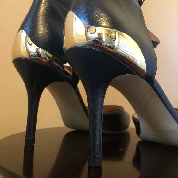 Enzo Angiolini black heels with gold on heel - Picture 5 of 6
